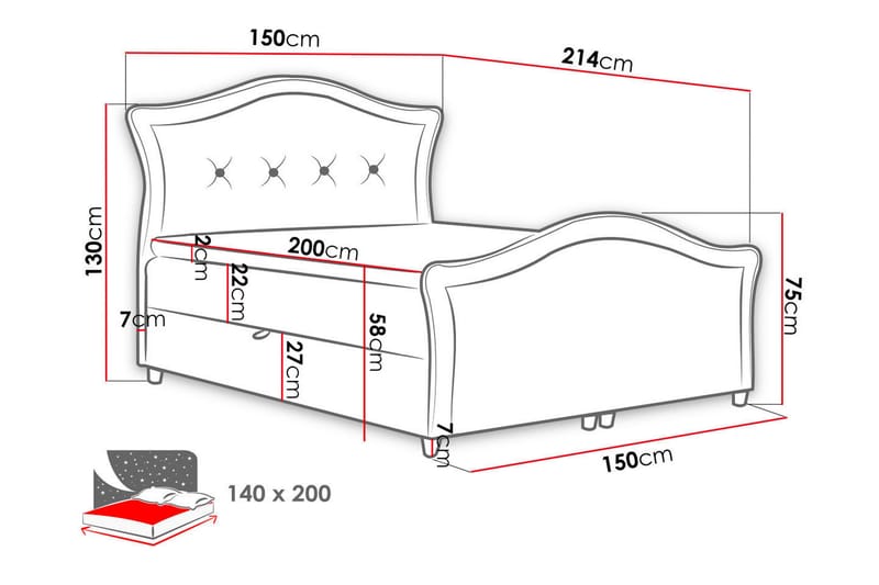 Hestra Lux Sängpaket Kontinentalsäng 140x200 cm - Blå - Möbler - Säng - Komplett sängpaket