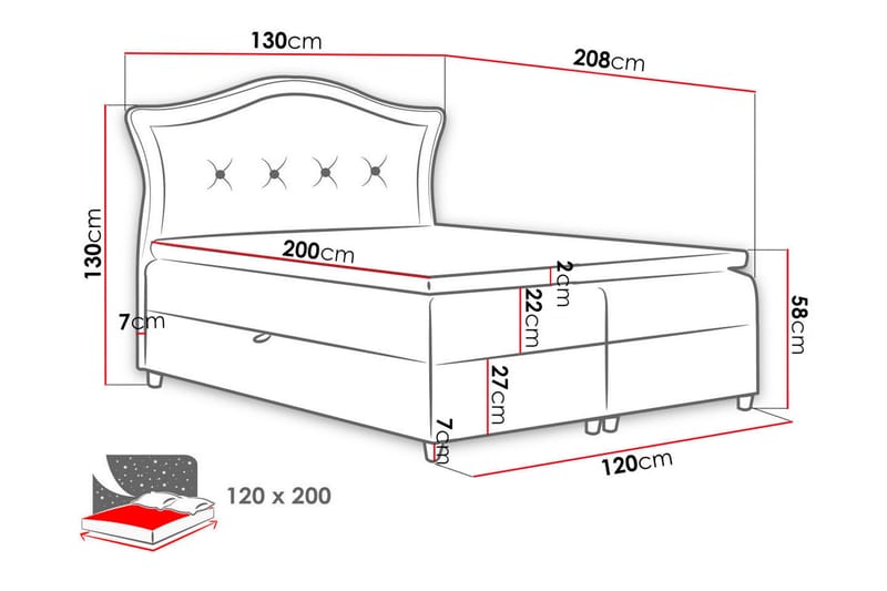 Hestra Sängpaket Kontinentalsäng 120x200 cm - Blå - Möbler - Säng - Komplett sängpaket