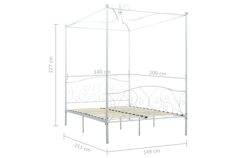 Himmelsäng vit metall 140x200 cm - Vit - Möbler - Säng - Himmelsäng