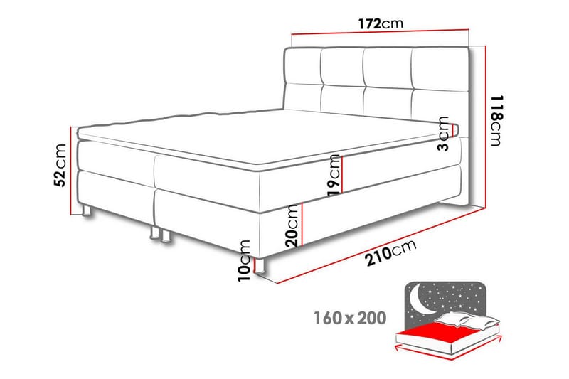 Isoba Sängpaket Kontinentalsäng 160x200 cm - Blå - Möbler - Säng - Komplett sängpaket