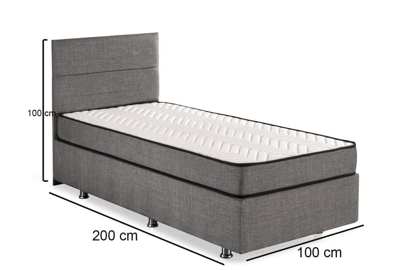 Argentu Kontinentalsäng 100x200 cm - Grå - Ställbara sängar