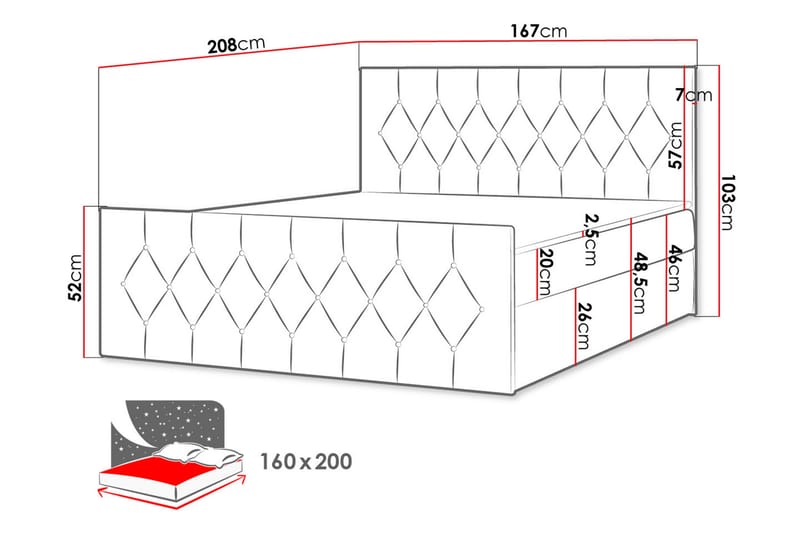 Jitendra Sängpaket Kontinentalsäng 160x200 cm med Förvaring - Svart - Komplett sängpaket - Sängar med förvaring
