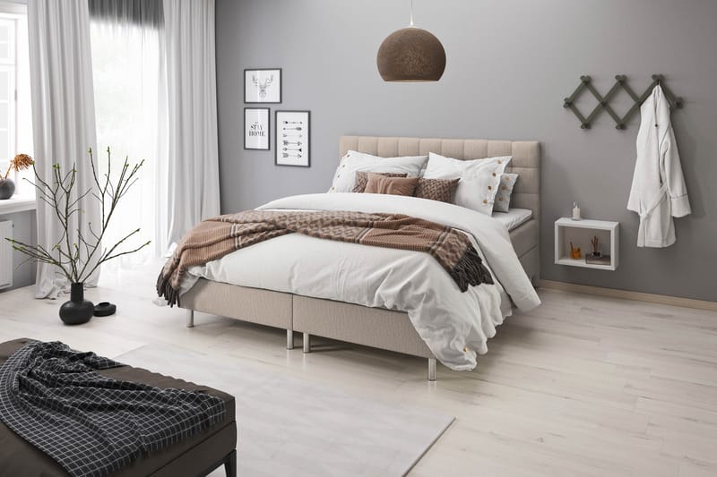 Montana Komplett Sängpaket med Förvaring 120x200 cm - Beige - Möbler - Säng - Komplett sängpaket