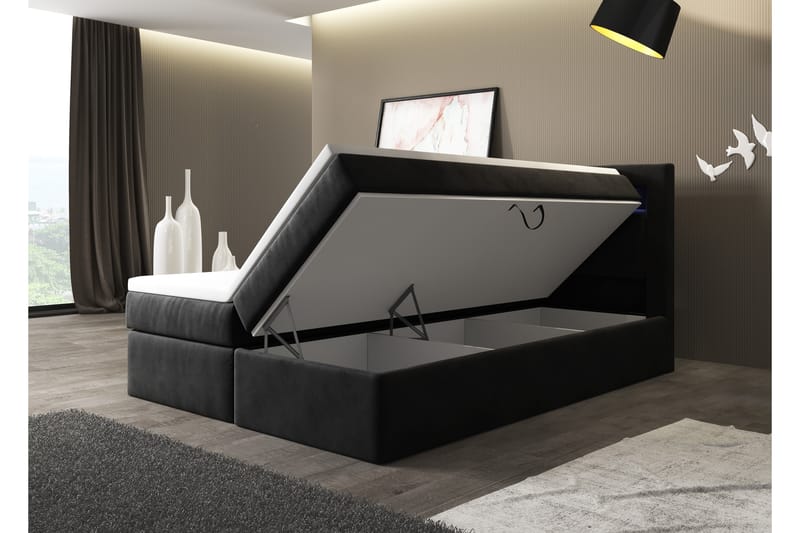 Oscar Sängpaket 180x200cm LED-belysning - Komplett sängpaket - Sängar med förvaring - Dubbelsäng - Familjesäng