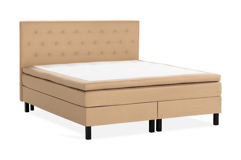 Scarlett Sängpaket 150x200 Skummadrass - Knappad gavel Beige - Möbler - Säng - Komplett sängpaket