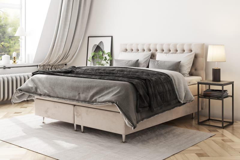 Celine Komplett Sängpaket 120x200 cm - Beige / Sammet - Möbler - Säng - Komplett sängpaket