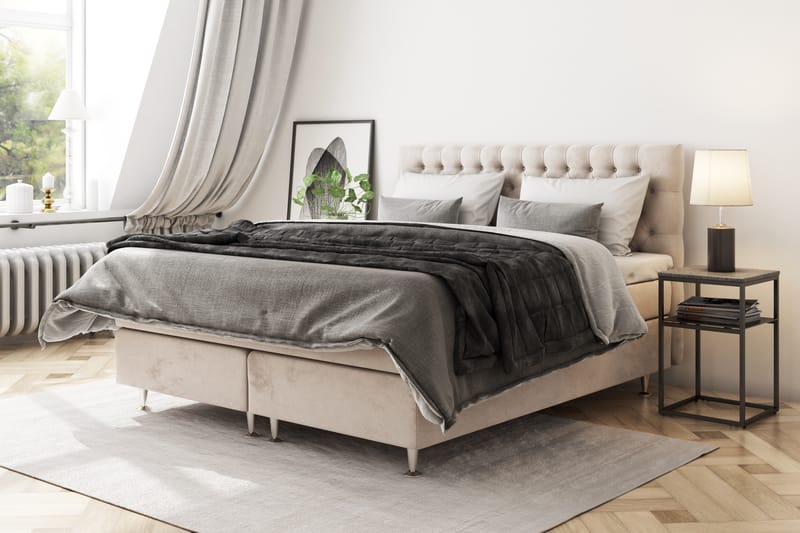 Celine Sängpaket 120x200 cm - Beige/Sammet - Komplett sängpaket - Kontinentalsäng
