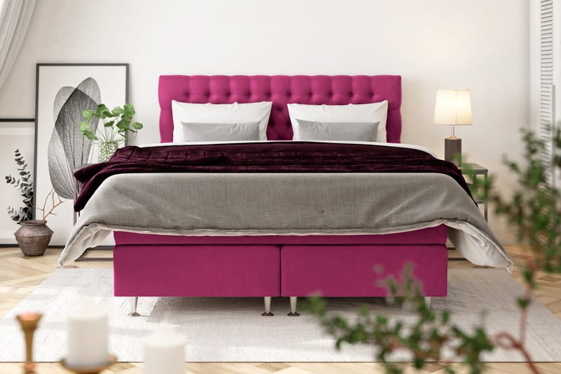 Celine Sängpaket 210x210cm - Rosa/Sammet - Möbler - Säng - Komplett sängpaket