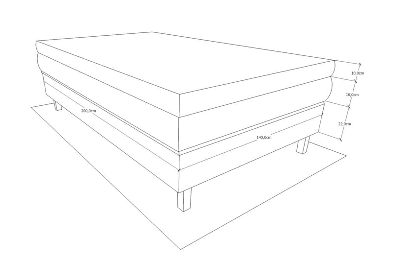 Charleston Kontinentalsäng 140x200 Fast Polyeterskum - Ljusgrå - Möbler - Säng - Kontinentalsäng