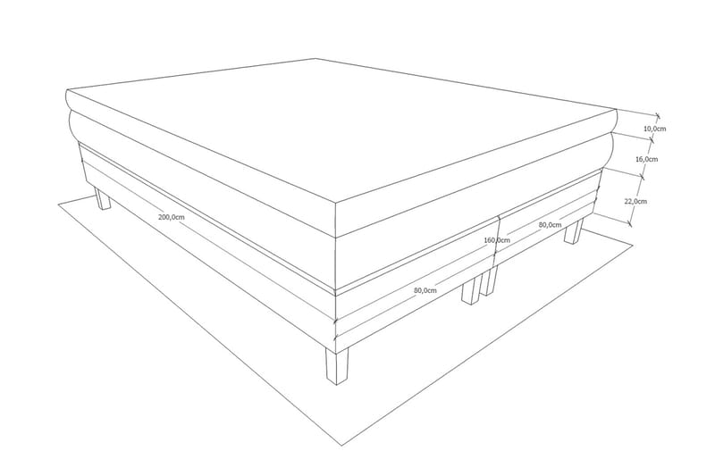 Charleston Kontinentalsäng 180x200 Fast Polyeterskum - Ljusgrå - Möbler - Säng - Kontinentalsäng