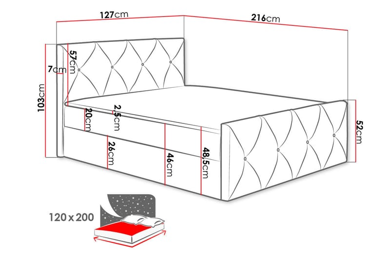 Crystalina Lux Kontinentalsäng 120x200 cm - Möbler - Säng - Kontinentalsäng