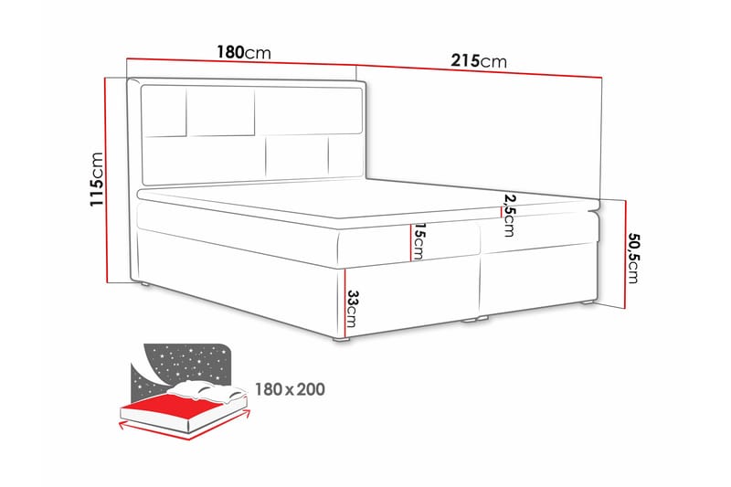 Deco Kontinentalsäng 180x215cm - Beige - Kontinentalsäng