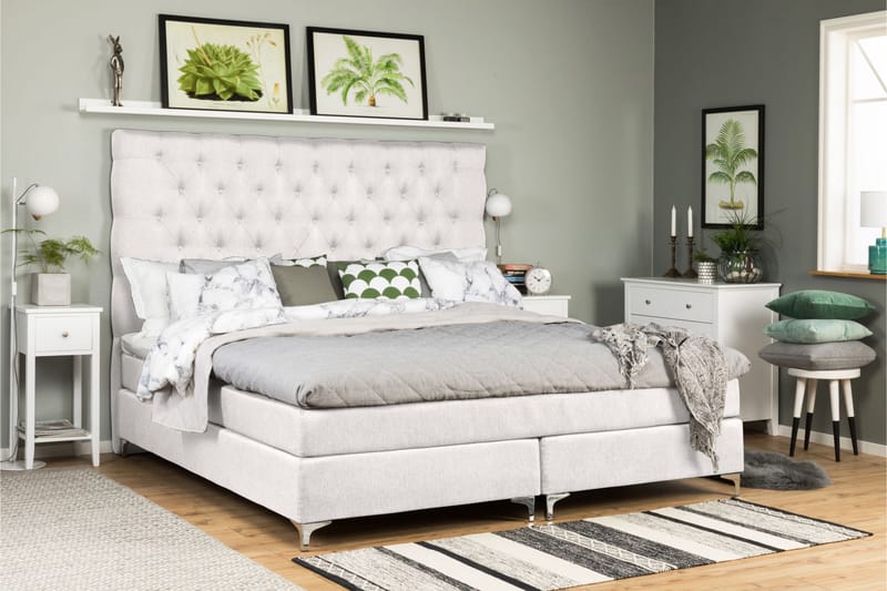 Elite Premium Sängpaket 210x210 Fast/Medium Latex - Beige - Komplett sängpaket - Kontinentalsäng - Dubbelsäng - Familjesäng