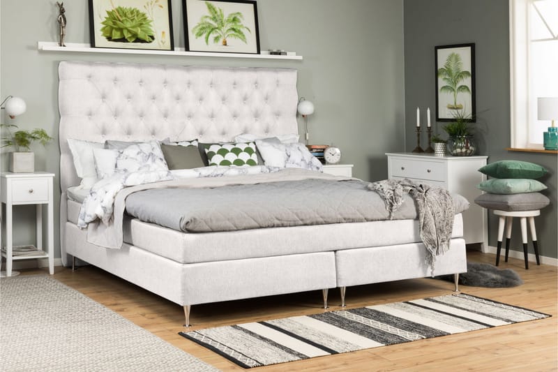 Elite Premium Sängpaket 210x210 Fast/Fast Elastiskt - Beige - Komplett sängpaket - Kontinentalsäng - Dubbelsäng - Familjesäng