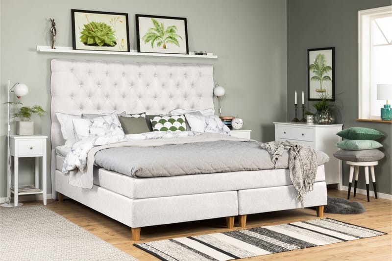 Elite Premium Sängpaket 210x210 Medium/Medium Latex - Beige - Komplett sängpaket - Kontinentalsäng - Dubbelsäng - Familjesäng