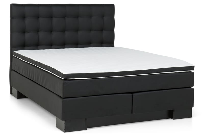 Hilton Lyx Sängpaket 160x200Konstläder Sockel  Svart - Svart - Komplett sängpaket - Kontinentalsäng - Dubbelsäng