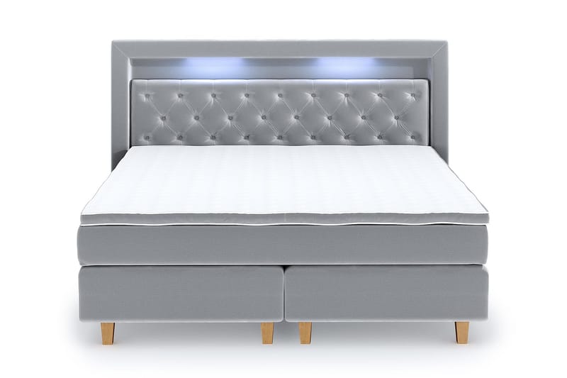 Hilton Lyx Velvet Sängpaket 160x200 - Ljusgrå - Komplett sängpaket - Kontinentalsäng - Dubbelsäng - Familjesäng