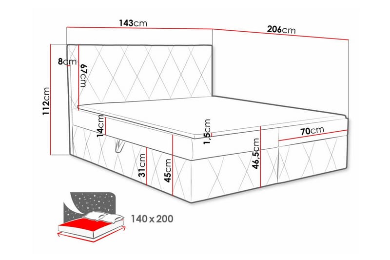 Kintore Kontinentalsäng 140x200 cm - Kontinentalsäng