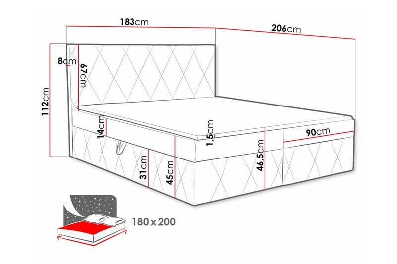 Kintore Kontinentalsäng 180x200 cm - Möbler - Säng - Kontinentalsäng