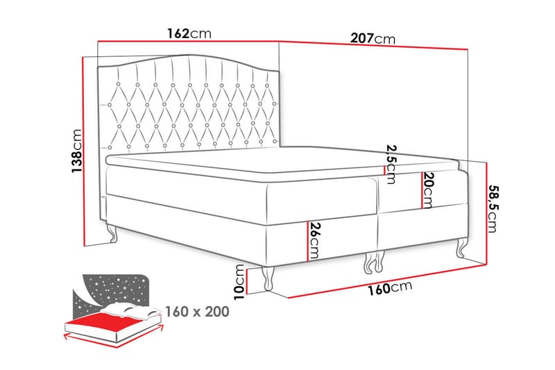 Kontinentalsäng 160x200 - Möbler - Säng - Kontinentalsäng