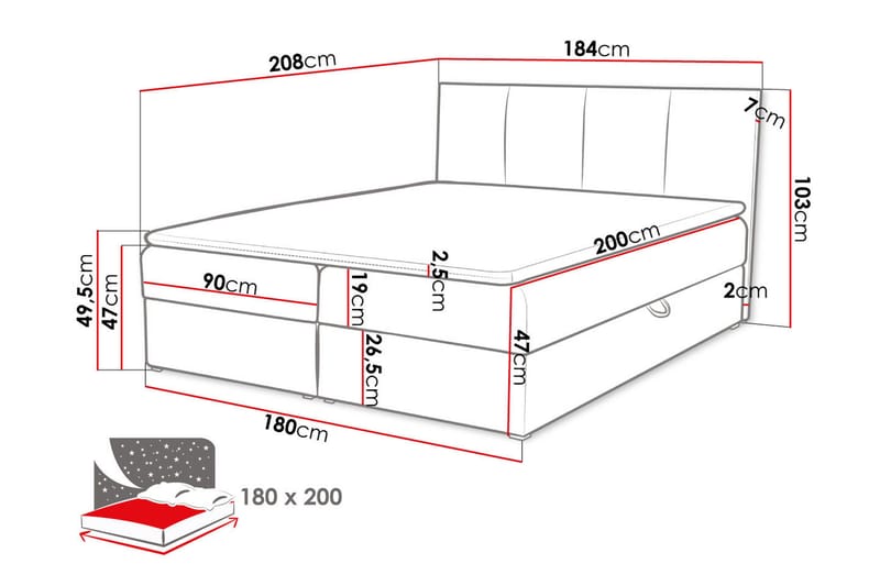 Laggano Kontinentalsäng 180x200 cm + Bäddmadrass  Grön - Grön - Kontinentalsäng