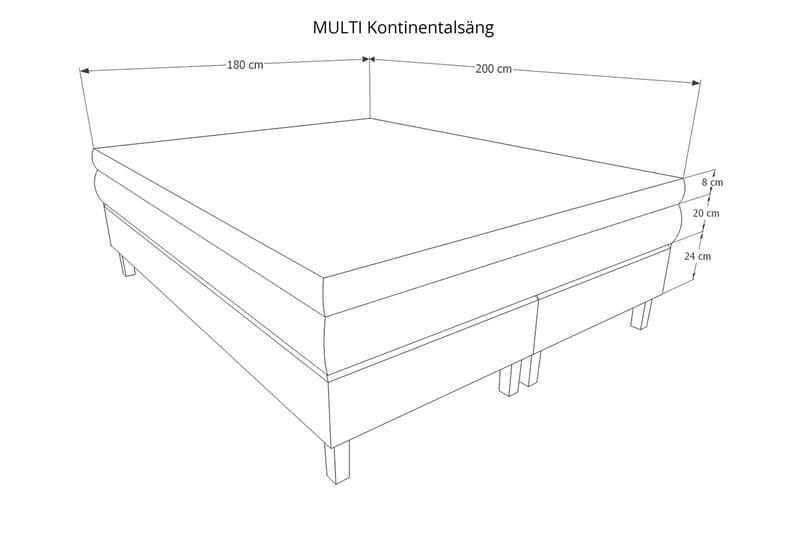 Mei Kontinentalsäng 180x200 cm - Ljusgrå - Kontinentalsäng - Dubbelsäng