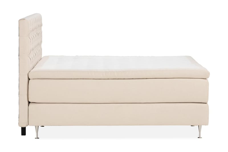 Oslo Lyx Sängpaket Boucle 160x200 Djuphäftad gavel - Ljusbeige - Möbler - Säng - Komplett sängpaket