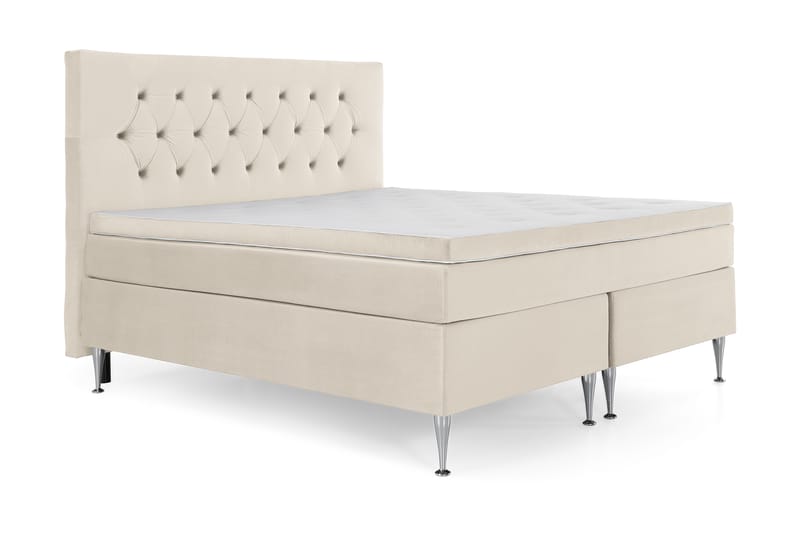 Royal Velvet Komplett Sängpaket 160x200  Beige med höga s - Beige med höga silverben - Kontinentalsäng