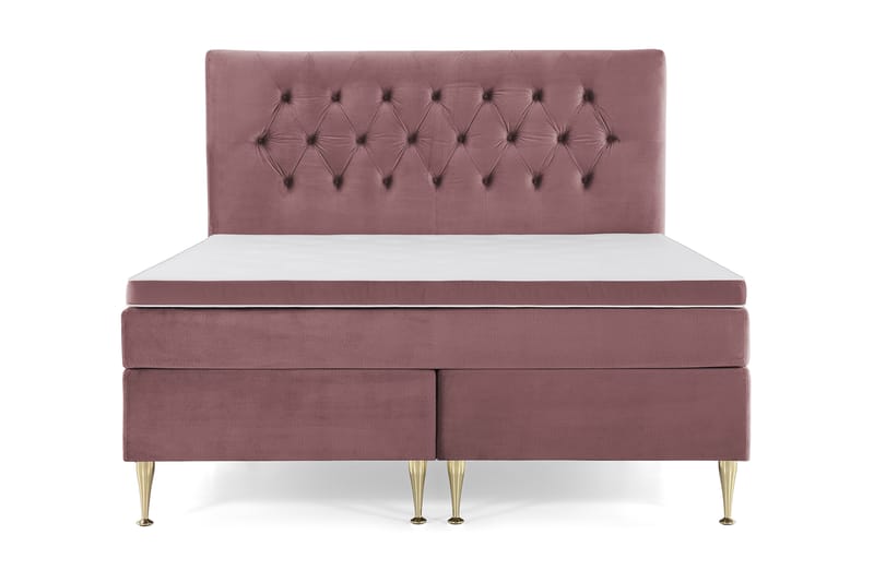 Royal Velvet Komplett Sängpaket 160x200 cm - Rosa med Höga Guldben - Möbler - Säng - Komplett sängpaket