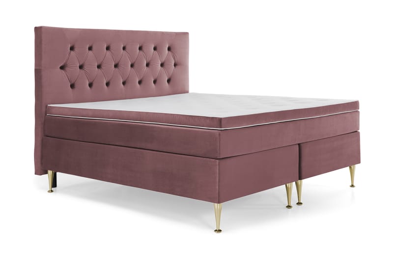 Royal Velvet Komplett Sängpaket 160x200 cm - Rosa med Höga Guldben - Möbler - Säng - Komplett sängpaket