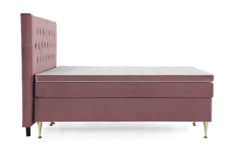 Royal Velvet Komplett Sängpaket 160x200 cm - Rosa med Höga Guldben - Möbler - Säng - Komplett sängpaket