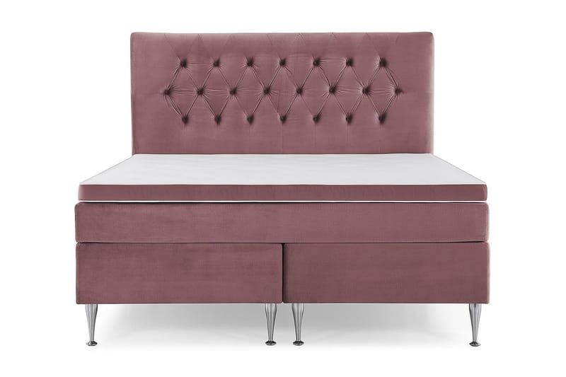 Royal Velvet Komplett Sängpaket 160x200 cm - Rosa med Höga Silverben - Möbler - Säng - Komplett sängpaket