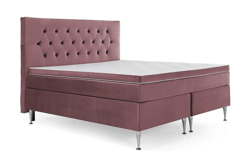 Royal Velvet Komplett Sängpaket 160x200 cm - Rosa med Höga Silverben - Möbler - Säng - Komplett sängpaket