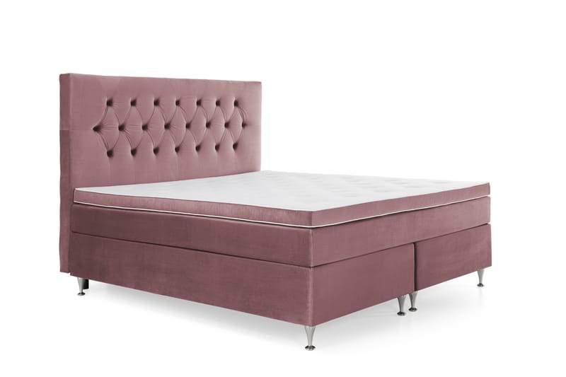 Royal Velvet Komplett Sängpaket 160x200 cm - Rosa med Låga Silverben - Möbler - Säng - Komplett sängpaket