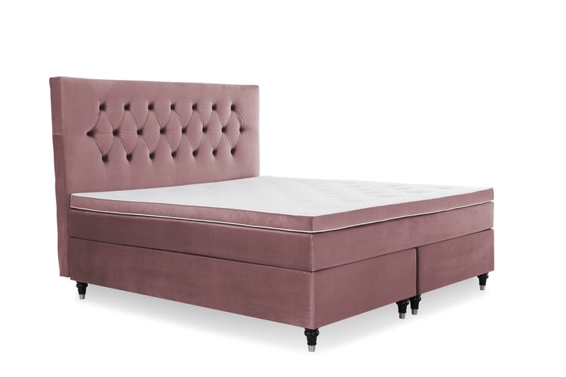 Royal Velvet Komplett Sängpaket 160x200 cm - Rosa med Svarvade ben - Möbler - Säng - Komplett sängpaket