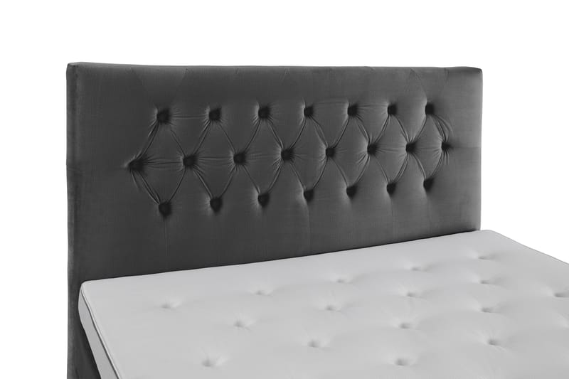 Royal Velvet Komplett Sängpaket 160x200  Mörkgrå med Svar - Mörkgrå med Svarvade Ben - Komplett sängpaket - Kontinentalsäng - Dubbelsäng
