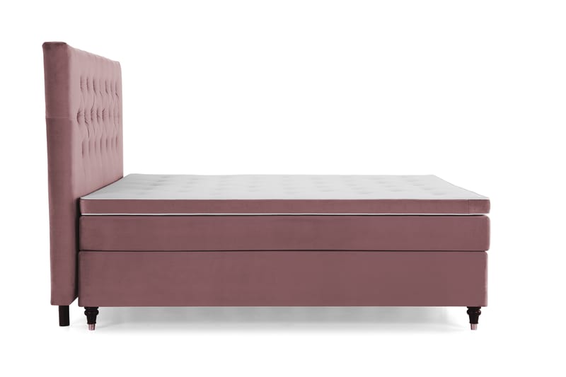 Royal Velvet Komplett Sängpaket 160x200 - Rosa med Svarvade ben - Kontinentalsäng - Dubbelsäng