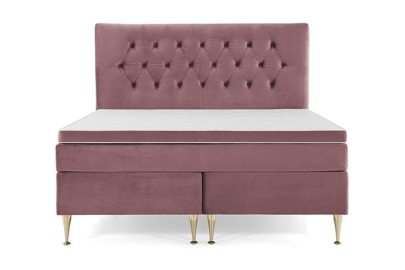 Royal Velvet Komplett Sängpaket 180x200 cm - Rosa med Höga Guldben - Möbler - Säng - Komplett sängpaket