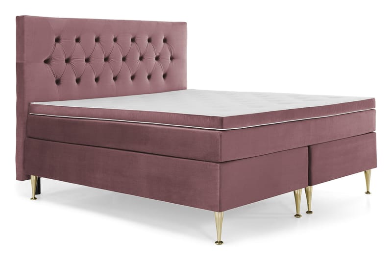 Royal Velvet Komplett Sängpaket 180x200 cm - Rosa med Höga Guldben - Möbler - Säng - Komplett sängpaket