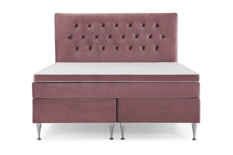 Royal Velvet Komplett Sängpaket 180x200 cm - Rosa med Höga Silverben - Möbler - Säng - Komplett sängpaket