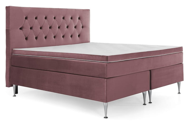 Royal Velvet Komplett Sängpaket 180x200 cm - Rosa med Höga Silverben - Möbler - Säng - Komplett sängpaket