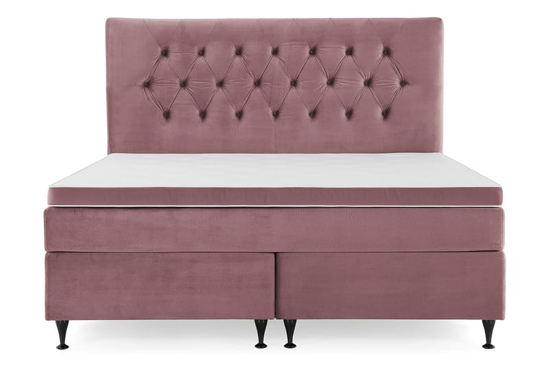 Royal Velvet Komplett Sängpaket 180x200 cm - Rosa med Låga Svarta Ben - Möbler - Säng - Komplett sängpaket