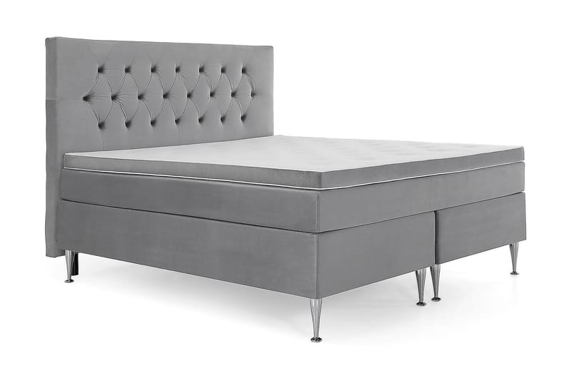 Royal Velvet Komplett Sängpaket 180x200  Ljusgrå med Höga - Ljusgrå med Höga Silverben - Komplett sängpaket - Kontinentalsäng - Dubbelsäng
