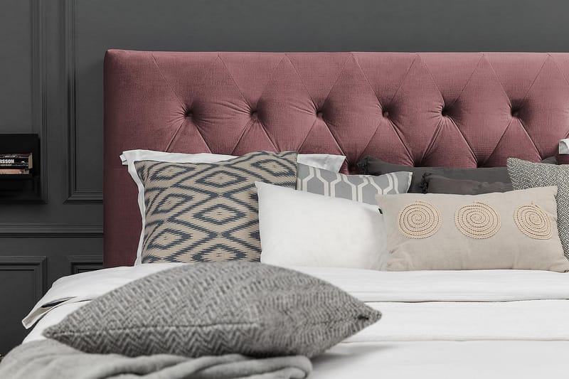 Royal Velvet Komplett Sängpaket 180x200  Rosa med Höga Si - Rosa med Höga Silverben - Kontinentalsäng - Dubbelsäng