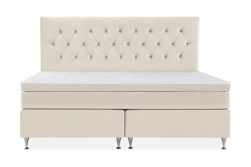 Royal Velvet Komplett Sängpaket 210x210 - Beige med låga silverben - Kontinentalsäng - Familjesäng