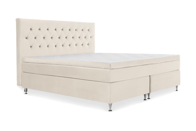 Royal Velvet Komplett Sängpaket 210x210 - Beige med låga silverben - Kontinentalsäng - Familjesäng