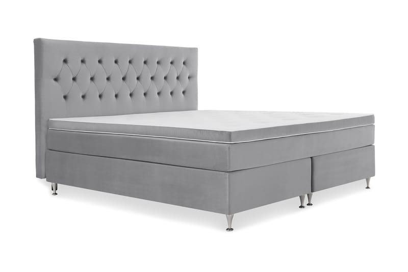 Royal Velvet Komplett Sängpaket 210x210 cm - Ljusgrå med Låga Silverben - Möbler - Säng - Kontinentalsäng