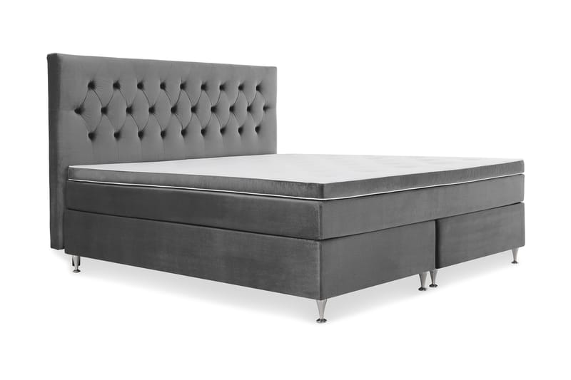 Royal Velvet Komplett Sängpaket 210x210 cm - Mörkgrå med Låga Silverben - Möbler - Säng - Kontinentalsäng