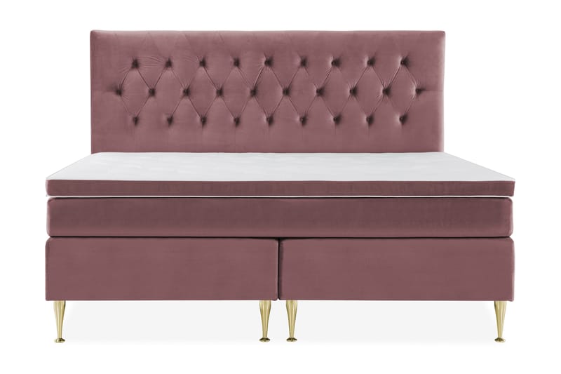 Royal Velvet Komplett Sängpaket 210x210 cm - Rosa med Höga Guldben - Möbler - Säng - Komplett sängpaket