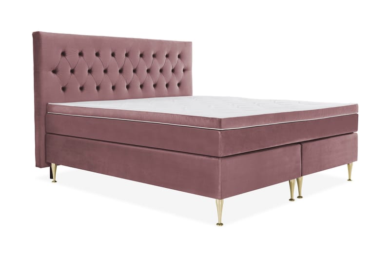 Royal Velvet Komplett Sängpaket 210x210 cm - Rosa med Höga Guldben - Möbler - Säng - Komplett sängpaket